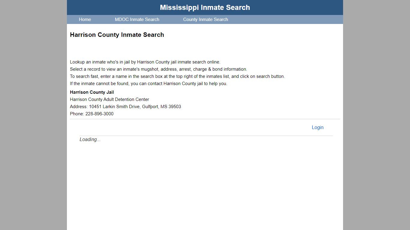 Harrison County Inmate Search